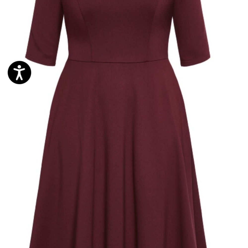 City Chic Deep Plum 3/4 Sleeve Dress